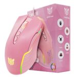 azamp Souris Gamer,6400 DPI Gaming Mouse Filaire,7 Boutons Programmables,Rétroéclairage LED 7 Couleurs,Souris de Jeu Optique pour PC et Ordinateur Portable Rose