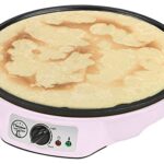Bestron Crêpière electrique, machine a crepe pour crêpes de Ø 30 cm, incluant un répartiteur de pâte et une spatule à crêpes, avec revêtement antiadhésif, 1000 watts, couleur: Rose