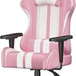 bigzzia Chaise Gaming - Chaise d'ordinateur de Bureau à Haut Dossier Ergonomique pour Jeux vidéo avec Appui-tête réglable en Hauteur et Soutien Lombaire pour Adultes, Adolescents et Joueurs (Pink)
