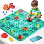 burgkidz Jeux de Société Enfants STEM Jouets, Grand Plateau 56 x 56 Puzzles Casse-Têtes Labyrinthe pour Multijoueurs et Famille, Cadeaux d'anniversaire Éducatifs pour Garçons Filles 3-8 Ans