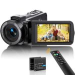 Caméscope Caméra Vidéo FHD 1080P 36MP 30FPS Vlogging Caméra pour Youtube Version Nuit IR Zoom Numérique 16X Camescope 3.0'' 270° IPS écran Rotatif Enregistreur Numérique avec Télécommande, 2 Piles