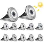 flintronic 12LED Lampe Solaire Extérieur, 12pcs Luminaire Jardin Au Sol Eclairage 6000K Etanche IP65 Lampe Solaire Spot Encastrable Pour Chemin Terrasse Cour Souterraine[Classe énergétique A+++]
