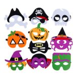 iJiZuoMasque d'Halloween, 10pcs Masques d'Halloween en Feutre, Masques Dessin Animé, Masques en Feutre pour Enfants, pour Bal Masqué, Fête D'anniversaire, Noël, Halloween