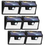 kolpop Lampe Solaire Extérieur, [Lot de 6] 140 LED Lumière Solaire Exterieur, IP65 étanche 3 Modes éclairage extérieur solaire, Lampe solaire avec détecteur de mouvement pour jardin carport terrasse