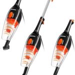 koticidsin Aspirateur Balai Aspirateur à Main sans Sac 2 en 1(800W/16Kpa Puissance d'aspiration, Filtration HEPA, Brosse pour Sols Durs et Escaliers, 5.5m, Conteneur de 0.8 L) Noir/Orange