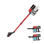 koticidsin Aspirateur Balai sans Sac, Aspirateur à Main 2 en 1(800W/16Kpa Puissance d'aspiration, Filtration HEPA, Brosse pour Sols Durs et Escaliers) Noir/Rouge