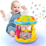 m zimoon Jouets Bébé 6 Mois Plus, Projecteur Tournant Jouet avec Musique et Multicolores Lumières, Jouets Musicaux de 6 9 12 18 Mois Plus Bebe, Jouet éducatif Cadeau pour 1 2 Ans Filles et garçons