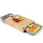 naturlik Planche à découper XL avec bacs de récupération magnétiques - en bambou de haute qualité - Planche à découper Planche en bois de cuisine