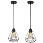 preciousse Suspension Luminaire Industrielle Interieur Design Cage Éclairage Plafond E27, Lot de 2 pr Salon,Chambre,Cuisine,Restaurant,Bistrot,Bar,Café (Ampoule Non Incluse)