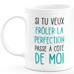quotedazur Mug Frôler La Perfection - Cadeau Collègue Retraite - Idée Cadeau Original, Humour Femme - Tasse Couple Saint Valentin - Gadget Geek Homme - Idéal Anniversaire Soeur Ou Meilleure Amie