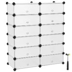 SONGMICS Étagère à Chaussures, Lot de 12 Boîte à Chaussures, Modulable, Rangement Chaussures, Chaque Casier 40 x 30 x 17 cm, Grille Métallique, Blanc LPC26W