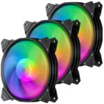 upHere 120mm 3pin LED Rainbow Ventilateur pour Boîtier PC Ultra Silencieux, 3 Pack (PF120CF3-3)
