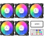 upHere 120mm RGB LED Ventilateur pour Boîtiers PC, Ultra Calme, 5-Pack avec Télécommande/C8123-5