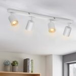 wowatt Plafonnier LED 4 Spots Orientables GU10, 4 Spots Pivotants, Plafonnier Cuisine Éclairage de Plafond, Luminaire Plafonnier, Applique murale LED Blanc pour Cuisine Salon Chambre (Sans Ampoule)