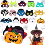 yumcute15pcs Masque Halloween Enfant en Feutre, Halloween Dress Up Masques pour Enfants, Masque Citrouille Fantôme Chauve-Souris Crâne Sorcière pour Enfants Halloween Cosplay Masques Articles De Fête