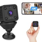 【2023 Upgraded 4K】CUSFLYX Cloud Mini WiFi Caméras Espion - Portable Surveillance Batterie Intégré Détection de Mouvements IR Vision Nocturne Config Facile TF-Carte Enregistrer pour Bébé/Animaux 2.4GHz