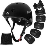 AIDY Casque Vélo Enfant Kit de Protections pour Enfants Casque de Enfant Casque Genouillères Coudières Coussins Poignet Kid's Protective Gear Set pour Skateboard Roller BMX Patin à Glace