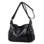 AIRUISac Bandouliere Femme, Multi-Poches Sac D'épaule Sac de Messager Cuir PU Sac à Main pour Travail Voyage Achats Usage Quotidien