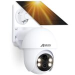 ANRAN 5MP Caméra Surveillance WiFi sans Fil Solaire, Sirène Alarme+4 Spotlight, Caméra IP Batterie, Vision Nocturne Couleur, Détection Humaine, Audio Bidirectionnel, Compatible Alexa, Q01 Max Blanc
