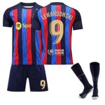 AZISENBarcelone Maillot de Football FCB Ensemble Adultes et Enfant, 23/24 FC Barca Soccer Jersey Maillots de Sport Activewear T-Shirt et Short avec Chaussette Maillots de Joueur de Football Garçon