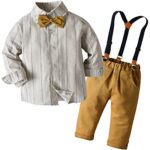 AdorelEnsemble Pantalon Chemise Bretelle Noeud Bébé Garçon Cérémonie Mariage Baptême