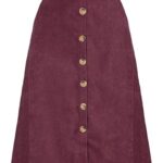 Allegra KJupes mi-Longues Taille Haute pour Femmes Jupe trapèze boutonnée Devant en Velours côtelé