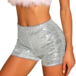 Allegra KPantalon Court à Sequins pour Femme Midrise Solid Sparkle Cocktail Zipper Taille élastique Short