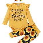Amissz3 pièces bébé Filles Body Tops Tenues Ensemble, Coton Doux Infantile Fille à Manches Longues Ensembles de vêtements