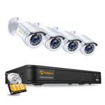 Anlapus H.265+ Full HD 1080P Kit Caméras Surveillance 4X Caméra Extérieure 2MP IP66 avec Enregistreur 8CH en 1080P Disque Dur 1TB APP Gratuite Alerte par E-Mail & Détection de Mouvement