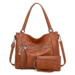 BAIGIOSac a Main Grand Cuir PU Sac Hobo Sac Cabas Femme Sac Bandoulière Fourre Tout Messenger et Portefeuille Ensemble pour Travail Shopping Party Voyage