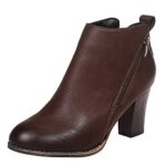 BIISDOSTBottines Chelsea pour femme - Bottines tendance - Fermeture éclair latérale - Décontractée - Tendance - Élégantes - Pour l'extérieur - Bout rond - En cuir - Rétro - Bottes courtes