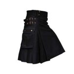 BaronHongTartan Utility Kilts for Men Kilt Tartan en Lin avec Bretelles Grandes Poches Cargo