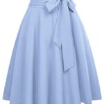 Belle PoqueFemme Jupe Taille Haute Pin Up Plissée Jupe Trapèze Mi Longue Rétro BP560