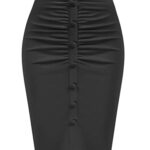 Belle PoqueJupe moulante vintage pour femme - Longueur genou