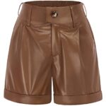 Belle PoqueShort taille haute pour femme - Pantalon extensible décontracté avec ceinture et poches