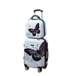 CELIMSValise en Polycarbonates - 4 roulettes Doubles - Cadenas TSA - Plus de contenance avec Son Soufflet (Blanc, Cabine et Vanity)