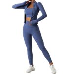 CNASAFitness de 3 Pièces Pour Femmes, Vêtements de Sport de Yoga élastiques à Manches Longues et Serrés, Respirant à Séchage Rapide, Idéal Pour Toutes Les Saisons
