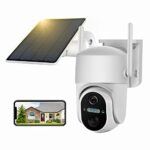 Caméra de Surveillance Sans fil Extérieur sur Batterie, Camera Surveillance WiFi Exterieure sans fil Solaire, Audio 2 Voies, 2K, Alarme de Détection de Mouvement, Vision Nocturne en Couleur, étanche