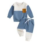 CarolillyEnsemble Vêtement Enfant Bébé Garçon de 2 Pièces, Sweats à Manches Longues + Pantalon Taille Elastique (0-3 Ans)
