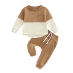 CarolillyEnsemble Vêtement Bébé Garçon de 2 Pcs, T-Shirt + Pantalon ou Shorts Taille Elastique avec Poches