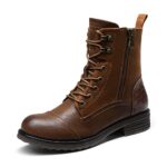 DREAM PAIRSBottes de cheville pour femmes Bottes à lacets avec fermeture à glissière Bottes de cheville plates Booties Bottes de combat