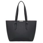 David JonesSac à Main Shopping Femme Grand Format - Lycée Fille - Cabas Fourre-Tout Porté Epaule Cuir PU Anse Longue - Shopper Grande Capacité A4 - Etudiante Travail - Noir