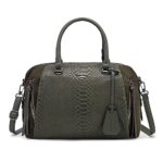 David JonesSac à Main Bowling Femme - Sac Bandoulière Polochon Porté Epaule Simili Cuir PU Serpent Suédine - Cabas Fourre-Tout Plusieurs Poches Taille Moyenne - Mode Tendance Elégant Ville