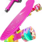 Deleven Skateboard 56cm avec Roues LED, Outil de Skate et Roulements ABEC 7 - pour Enfants Débutants Filles Garçons Adolescents Adultes