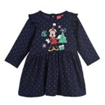 DisneyMinnie Mouse Robe pour Bébé Fille, Robe de Noël pour Bébé Fille, Robe en Coton Bleu Doux, Cadeau pour Bébés Filles
