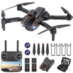 Drone avec 2 Caméra Réglage électrique Caméra, GuKKK 4K Mini Drone Caméra Pliable Active d'évitement d'obstacles, Drone Quadricoptère FPV WiFi Télécommandé, avec 2 Batteries, pour Débutants