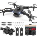 Drone avec 2 Caméra Réglage électrique Caméra, GuKKK 4K Mini Drone Caméra Pliable Active d'évitement d'obstacles, Drone Quadricoptère FPV WiFi Télécommandé, avec 2 Batteries, pour Débutants