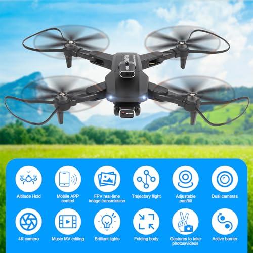 IDEA12 PRO Drone avec Caméra Réglable 4K avec Positionnement de Flux  Optique pour Débutants et Adultes, Drone avec Moteur Sans Balais, Drone FPV  RC Quadcopter avec Double Caméras, 2 Piles 30 Min 