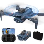 Drone avec Caméra Réglable 1080P, Drone pour débutants Quadricoptère WiFi RC FPV pliable avec évitement Actif des Obstacles à 360° Ddapté, Positionnement par flux optique, 2 Batteries+Valise
