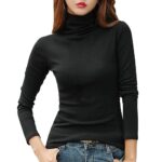 FFWTPYHaut Thermique Col Rond Col Roulé Femme Maillot de Corps à Manches Longues sous-Vêtements Chaud T-Shirt Automne Hiver Tee Shirt Longshirts pour Sports Ski Running